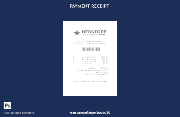 modello di controllo di pagamento Redstore in stile verificato